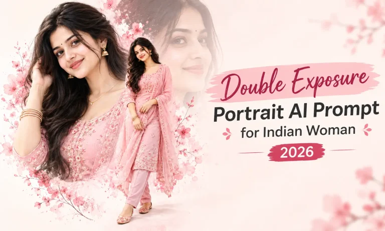 Double Exposure Portrait AI Prompt for Indian Woman