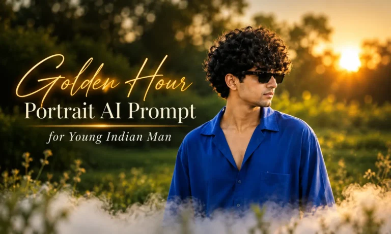 Golden Hour Portrait AI Prompt for Young Indian Man
