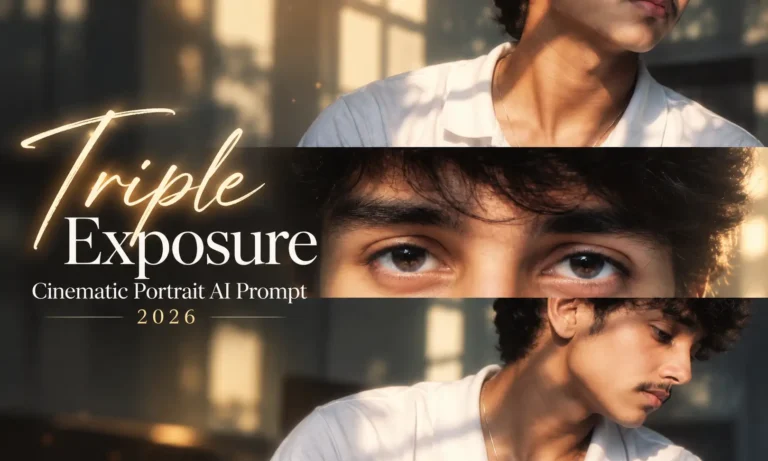 Triple Exposure Cinematic Portrait AI Prompt 2026