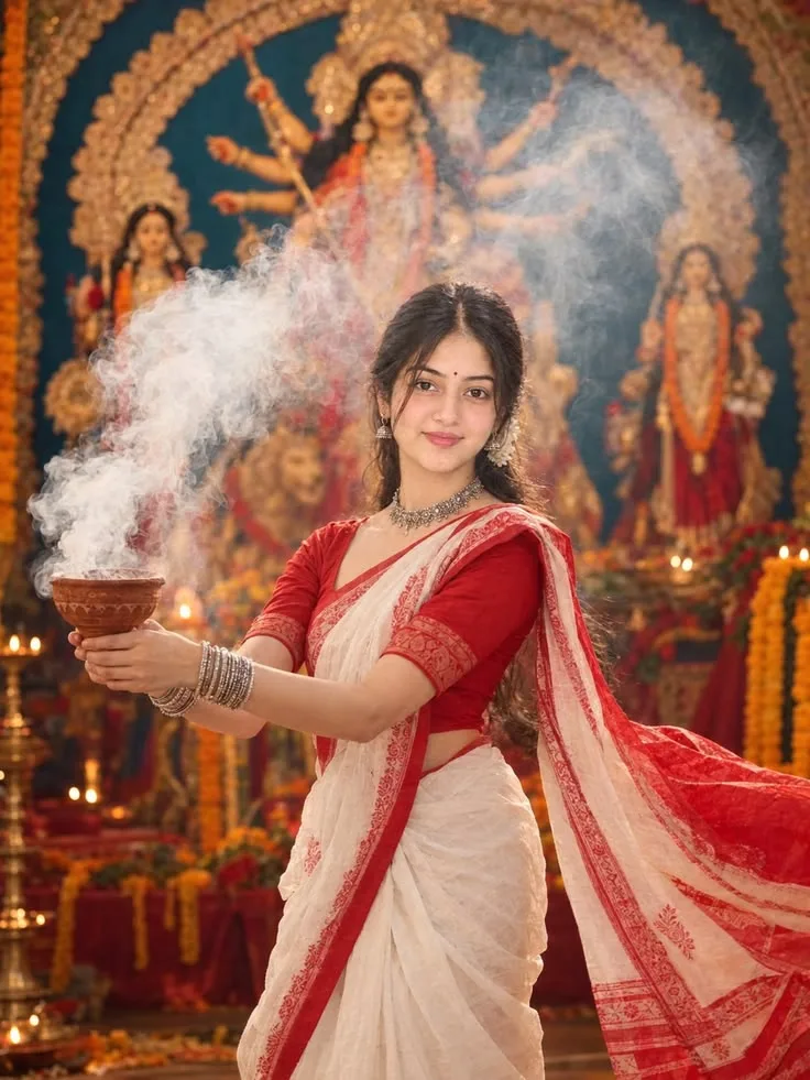 Durga Puja Dhunuchi Aarti AI Photo Editing Prompt
